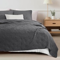 Whale Flotilla King Size Quilt Bedding Set Soft Grey King Quilts Bedspreads For All Seasons Lightweight Geometric Star Pattern