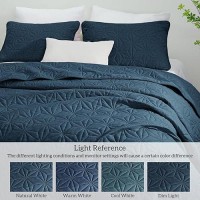 Whale Flotilla King Size Quilt Bedding Set Soft Navy King Quilts Bedspreads For All Seasons Lightweight Geometric Star Pattern