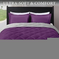 Downluxe Twin Comforter Set Purple And Grey Twin Comforter Soft Bedding Sets For All Seasons 2 Pieces 1 Comforter 66X92