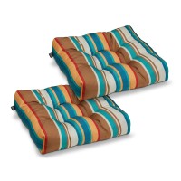 Classic Accessories Waterresistant Square Patio Seat Cushions 19 X 19 X 5 Inch 2 Pack Santefe Stripe Outdoor Seat Cushions