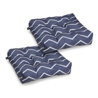 Classic Accessories Waterresistant Square Patio Seat Cushions 19 X 19 X 5 Inch 2 Pack Navy Chevron Outdoor Seat Cushions