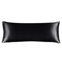 Bedelite Satin Silk Body Pillow Pillowcase For Hair And Skin Premium And Silky Black Long Body Pillow Case Cover 20X54 With Env