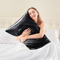 Bedelite Satin Silk Body Pillow Pillowcase For Hair And Skin Premium And Silky Black Long Body Pillow Case Cover 20X54 With Env