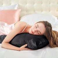 Bedelite Satin Silk Body Pillow Pillowcase For Hair And Skin Premium And Silky Black Long Body Pillow Case Cover 20X54 With Env