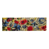 Fab Habitat Non Slip Doormat Durable Thin Natural Coir Rubber Entryway Double Door Porch Patio Watercolor Floral M