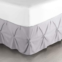 Nestl Grey Lavender Bed Skirt King Size Pinch Pleat King Bed Skirt 14 Inch Drop King Bedskirt Hotel Quality Grey Lavender B