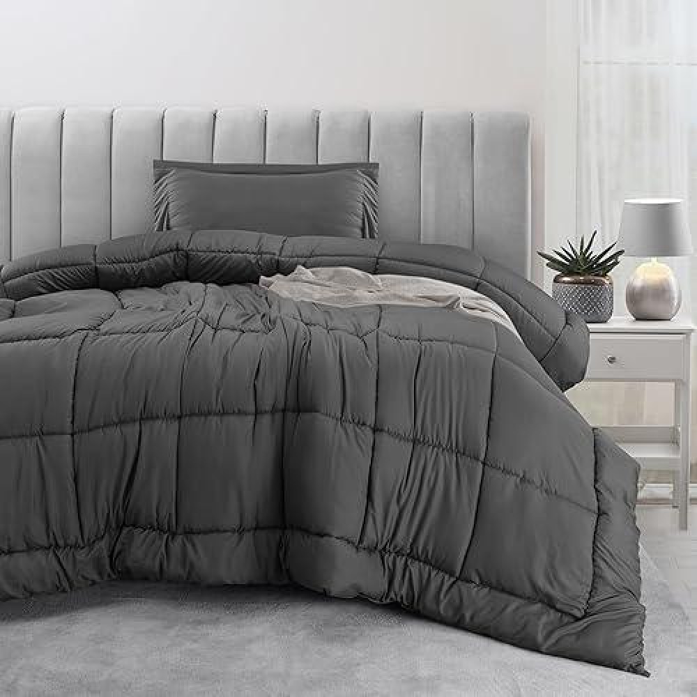 Utopia Bedding Twin Comforter Set Kids With 1 Pillow Sham  Bedding Comforter Sets  Down Alternative Grey Comforter  Soft And Comfortable  Machine Washable (Pack Of 6)