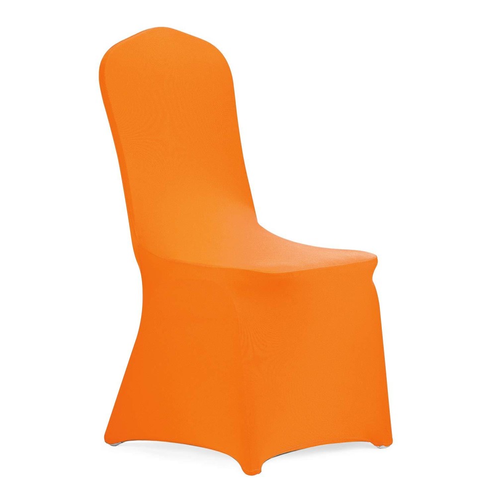 Peomeise Stretch Spandex Chair Cover For Wedding Party Dining Banquet Event (Orange, 6)