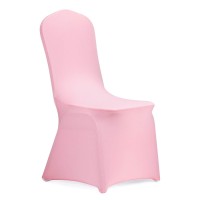 Peomeise Stretch Spandex Chair Cover For Wedding Party Dining Banquet Event (Pink, 6)
