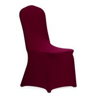 Peomeise Stretch Spandex Chair Cover For Wedding Party Dining Banquet Event (Burgundy, 6)