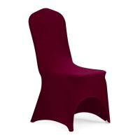 Peomeise Stretch Spandex Chair Cover For Wedding Party Dining Banquet Event With Open Back (Burgundy,12Pcs)