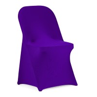 Peomeise Stretch Spandex Folding Chair Cover For Wedding Party Dining Banquet Event (Purple,12Pcs)