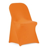 Peomeise Stretch Spandex Folding Chair Cover For Wedding Party Dining Banquet Event (Orange,6Pcs)