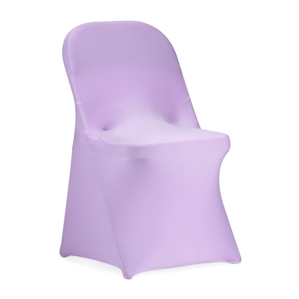 Peomeise Stretch Spandex Folding Chair Cover For Wedding Party Dining Banquet Event (Lavender,6Pcs)