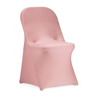 Peomeise Stretch Spandex Folding Chair Cover For Wedding Party Dining Banquet Event (Dusty Pink,6Pcs)