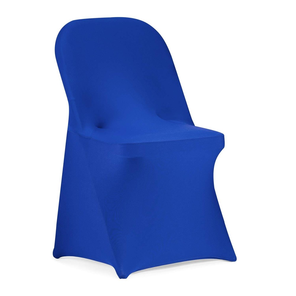 Peomeise Stretch Spandex Folding Chair Cover For Wedding Party Dining Banquet Event (Royal Blue,12Pcs)