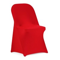 Peomeise Stretch Spandex Folding Chair Cover For Wedding Party Dining Banquet Event (Red,6Pcs)