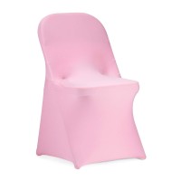 Peomeise Stretch Spandex Folding Chair Cover For Wedding Party Dining Banquet Event (Pink,12Pcs)