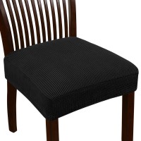 Turquoize Stretch Jacquard Chair Seat Covers Seat Covers For Dining Room Chair Covers Chair Seat Slipcovers Removable Washable Chair Seat Cushion Slipcovers For Dining Room (6 Pack, Black)