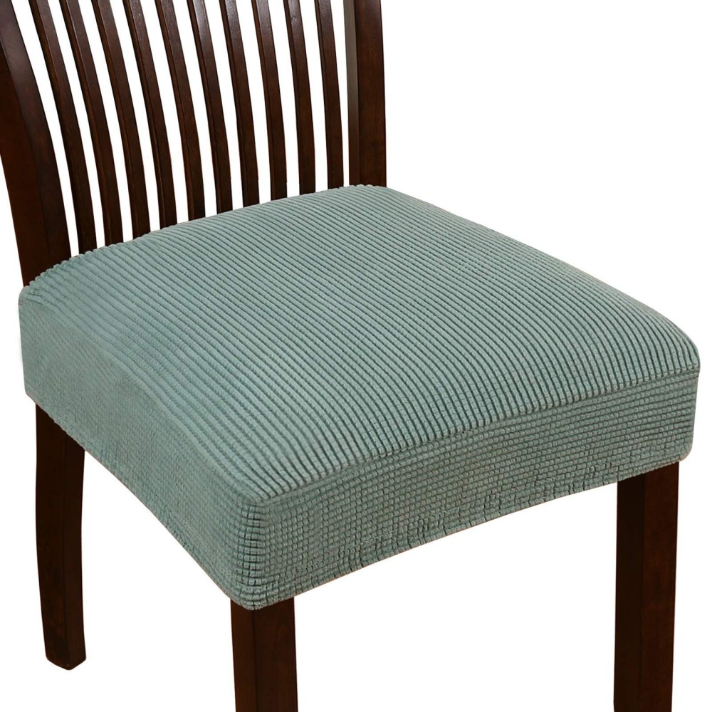 Turquoize Stretch Jacquard Chair Seat Covers Seat Covers For Dining Room Chair Covers Chair Seat Slipcovers Removable Washable Chair Seat Cushion Slipcovers For Dining Room (6 Pack, Dark Cyan)