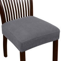 Turquoize Stretch Jacquard Chair Seat Covers Seat Covers For Dining Room Chair Covers Chair Seat Slipcovers Removable Washable Chair Seat Cushion Slipcovers For Dining Room (6 Pack, Gray)