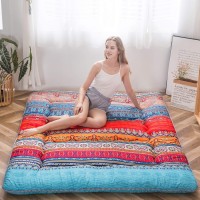 Maxyoyo Bohemian Retro Mattress Vintage Floral Japanese Futon Roll Up Tatami Floor Mat Foldable Bed Portable Camping Mattress Sleeping Pad Floor Lounger Couch Bed Full Size