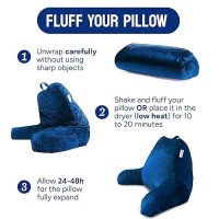 Comfortspa Reading Pillow For Bed Adult Size  Back Rest Pillow With Arms  Pockets And Washable Cover; Use As A Back Pillow For Sitting In Bed For Bedrest Or Relief From Heartburn (Large Navy Blue)