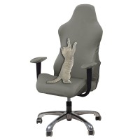 Womaco Gaming Chair Slipcover Stretch Seat Chair Cover For Leather Computer Reclining Racing Ruffled Gamer Chair Protector (Gray, One-Size)