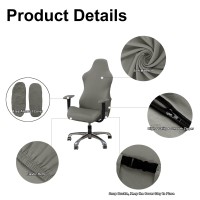 Womaco Gaming Chair Slipcover Stretch Seat Chair Cover For Leather Computer Reclining Racing Ruffled Gamer Chair Protector (Gray, One-Size)