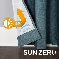 Sun Zero Columbia 2Pack Thermal Energy Saving 100 Blackout Grommet Curtain Panel Pair 50 X 84 Teal