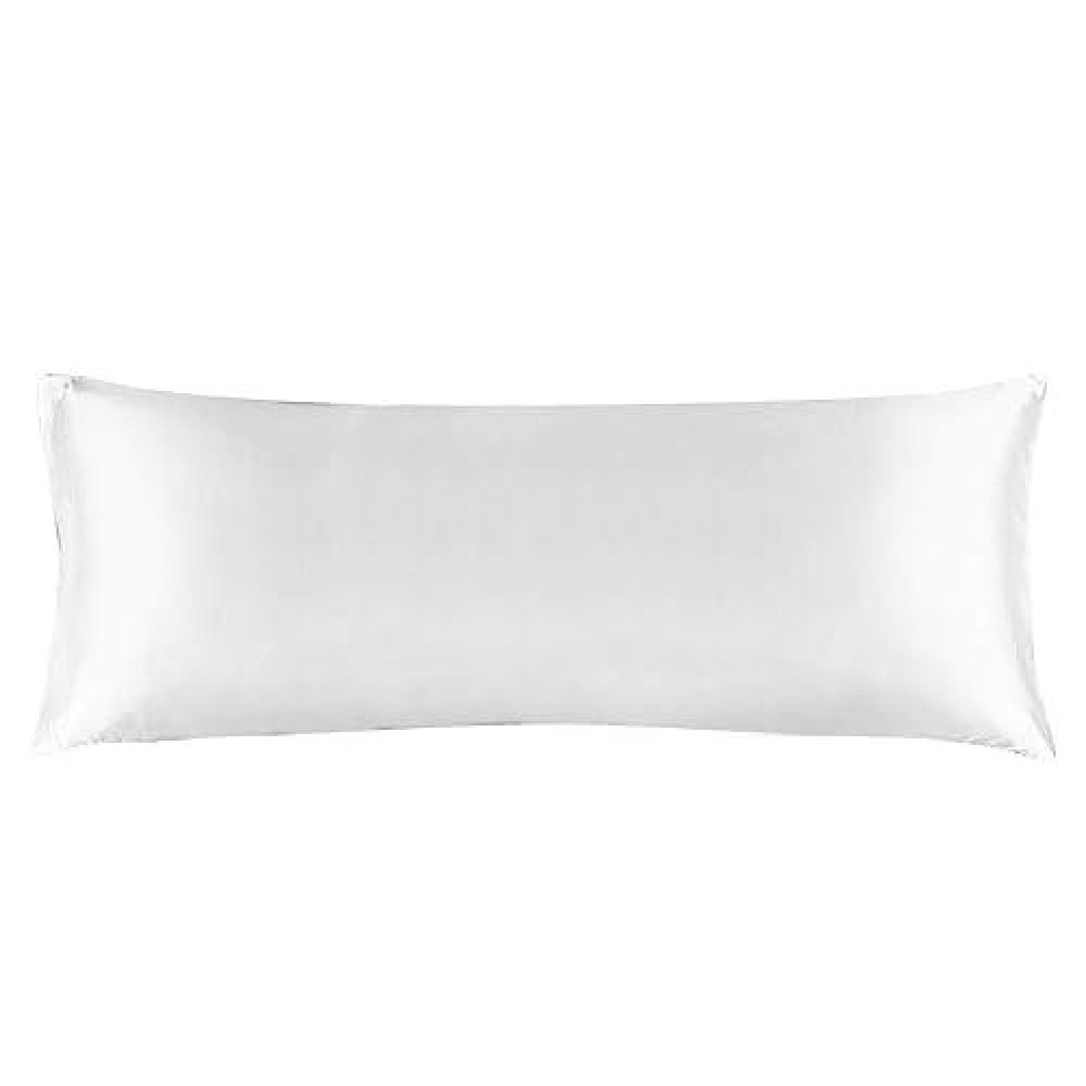 Bedelite Satin Silk Body Pillow Pillowcase For Hair And Skin Premium And Silky White Long Body Pillow Case Cover 20X54 With Env