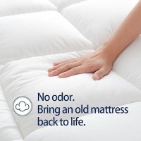 Mattress Topper Full For Back Pain  Extra Thick Mattress Pad Cover  Plush Pillow Top Overfilled With Down Alternative  Deep Elastic Pocket  White