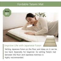 Emoor Japanese Futon Mattress Classe And Foldable Tatami Mat Set, Twin, Floor Sleeping Mat Sikibuton Igusa Natural