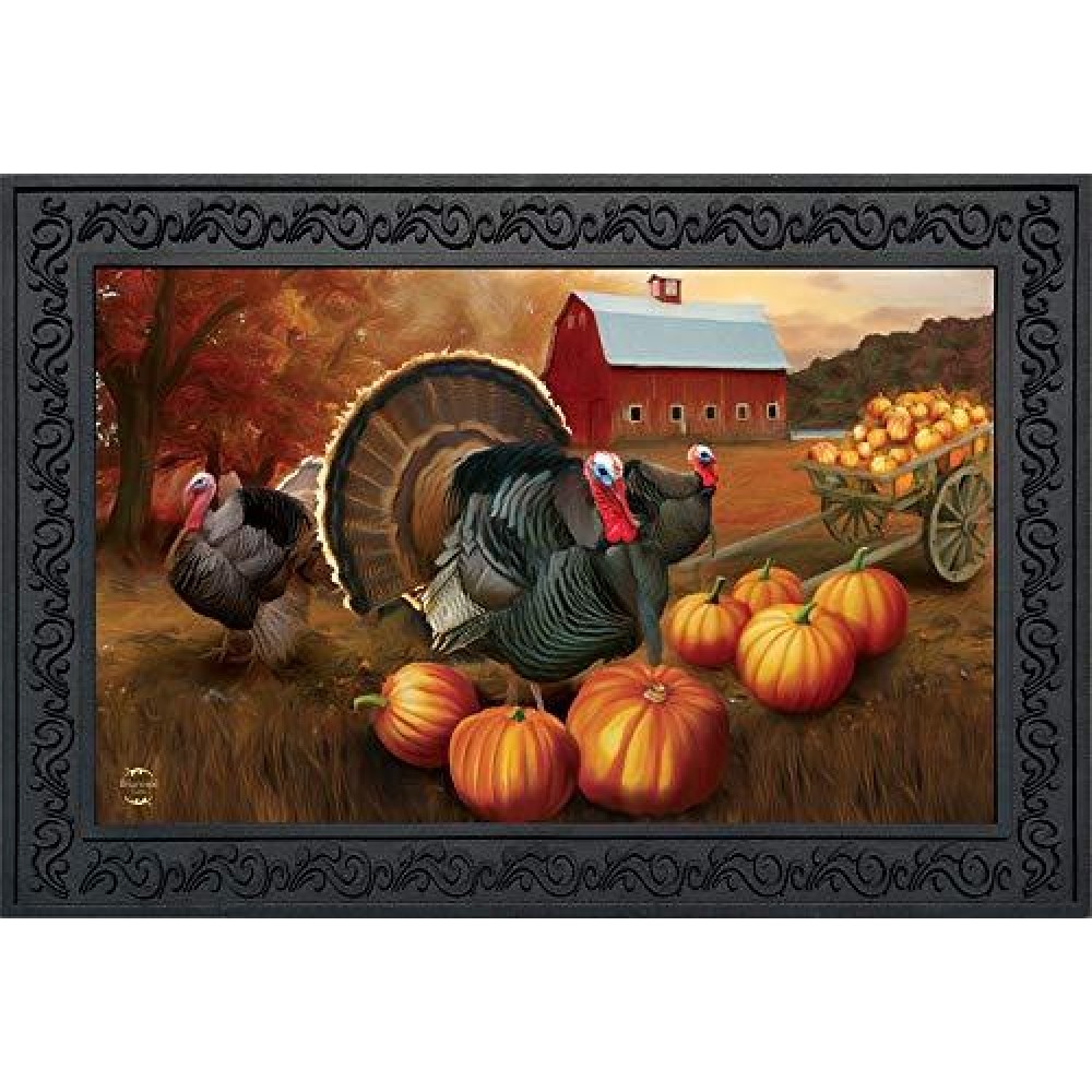 Briarwood Lane Autumn Turkeys Doormat Fall Nature Holiday Indoor Outdoor 30 X 18