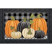 Briarwood Lane Checkered Pumpkins Autumn Doormat Primitive Indooroutdoor 30 X 18