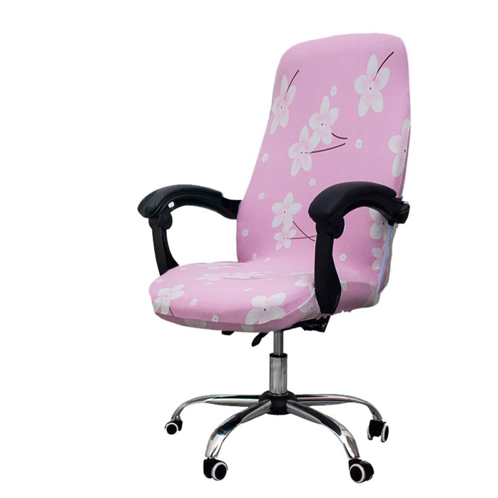 Womaco Printed Office Chair Covers, Stretch Computer Chair Cover Universal Boss Chair Covers Modern Simplism Style High Back Chair Slipcover (Pink, Large)