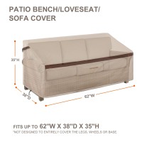 Patioasis Patio Loveseat Covers Outdoor Furniture Waterproof Garden Deep Sofa Cover 62Inch X 38Inch X 35Inch (L X W X H) Lawn 2-Seater Sofa Covers With Air Vent Beige & Brown