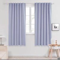 Deconovo Solid Thermal Insulated Blackout Curtains Back Tab And Rod Pocket Curtains Room Darkening Curtains For Bedroom 52Wx63L Inch Light Purple 2 Panels