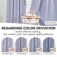 Deconovo Solid Thermal Insulated Blackout Curtains Back Tab And Rod Pocket Curtains Room Darkening Curtains For Bedroom 52Wx63L Inch Light Purple 2 Panels