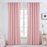 Deconovo Back Tab And Rod Pocket Blackout Curtains For Living Room - (42X84 Inch  Coral Pink  2 Panels) Thermal Insulated Light Blocking Curtains