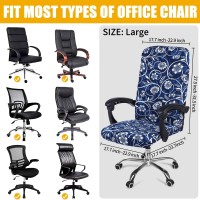 Smiry Stretch Printed Computer Office Chair Covers, Soft Fit Universal Desk Rotating Chair Slipcovers, Removable Washable Anti-Dust Spandex Chair Protector Cover With Zipper (Large, Navy Floral)