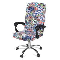 Smiry Stretch Printed Computer Office Chair Covers, Soft Fit Universal Desk Rotating Chair Slipcovers, Removable Washable Anti-Dust Spandex Chair Protector Cover With Zipper (Large, Colorful Vintage)