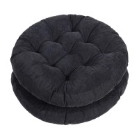 Tiita Solid Papasan Patio Seat Cushion Round Hanging Chair Cushion Home Floor Cushion 22 Inch Set Of 2 Throw Pillows Indoor/Outdoor (Black, 22 X 22 X 4 Inches)