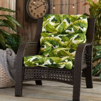 Greendale Home Fashions Outdoor 44 X 22-Inch High Back Chair Cushion, Set Of 1, Tropical White