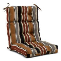 Greendale Home Fashions Outdoor 44 X 22-Inch High Back Chair Cushion, Set Of 1, Espresso Stripe