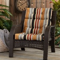 Greendale Home Fashions Outdoor 44 X 22-Inch High Back Chair Cushion, Set Of 1, Espresso Stripe