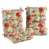 Greendale Home Fashions Outdoor 44 X 22-Inch High Back Chair Cushion, Set Of 2, Garden Floral 2 Count