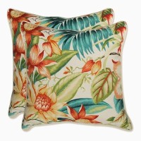 Pillow Perfect Tropic Floral Indoor/Outdoor Accent Throw Pillow  Plush Fill  Weather  And Fade Resistant  Throw - 16.5