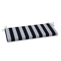 Pillow Perfect Stripe Indooroutdoor Sofa Setee Bench Swing Cushion With Ties Weather And Fade Resistant 18 X 45 Blackw