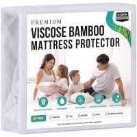 Utopia Bedding Premium Waterproof Mattress Protector Twin Size Viscose Made From Bamboo Mattress Cover Breathable Fitted Styl